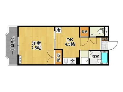 メゾンドアルファI(1DK/4階)の間取り写真