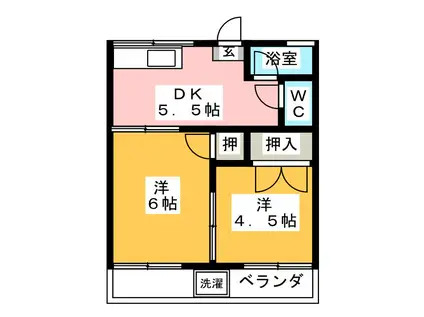 コーポラス美山A(2DK/1階)の間取り写真