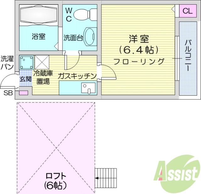MY LIFEⅡ(1K/2階)の間取り写真
