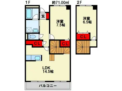プラン・ソレイユ(2LDK/2階)の間取り写真