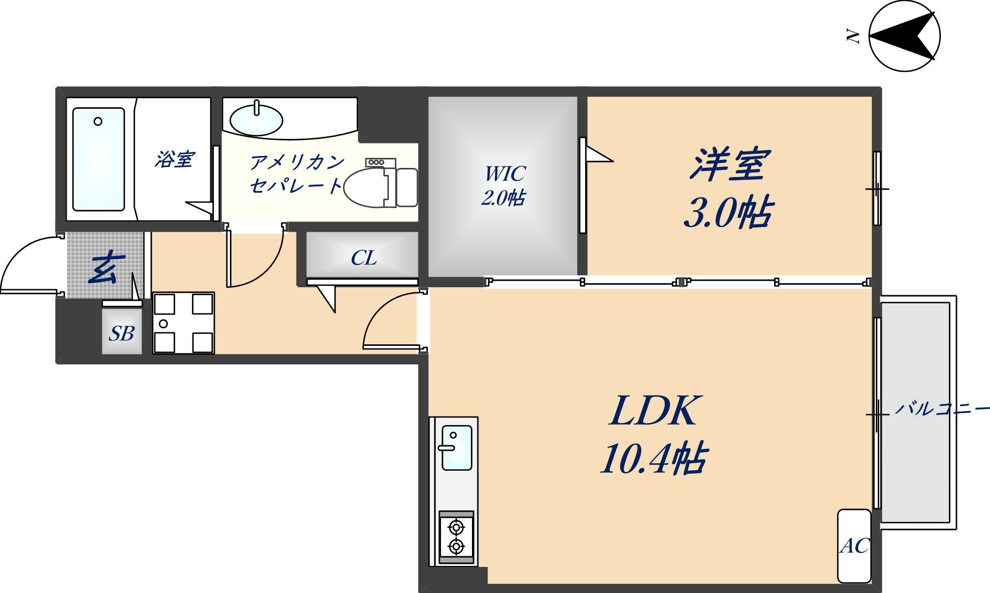 アヴァント(1LDK/2階)の間取り写真
