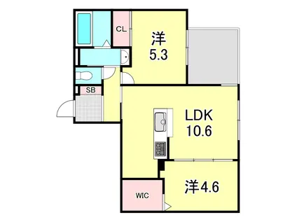 リラフィナート西宮北口(2LDK/1階)の間取り写真