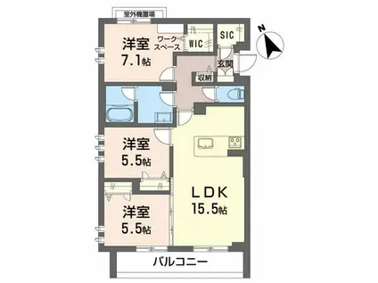 シャーメゾングレイス(3LDK/2階)の間取り写真