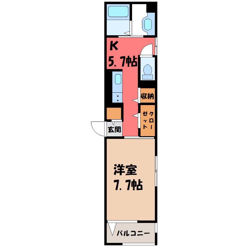 LA MAISON 表町(1K/1階)の間取り写真