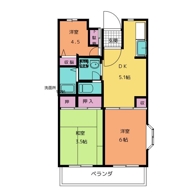 イベット・サノ(3DK/2階)の間取り写真