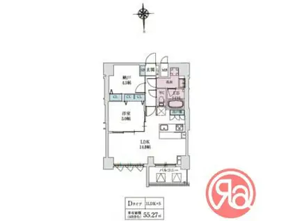 スプランディッド上本町ウエスト(2LDK/5階)の間取り写真