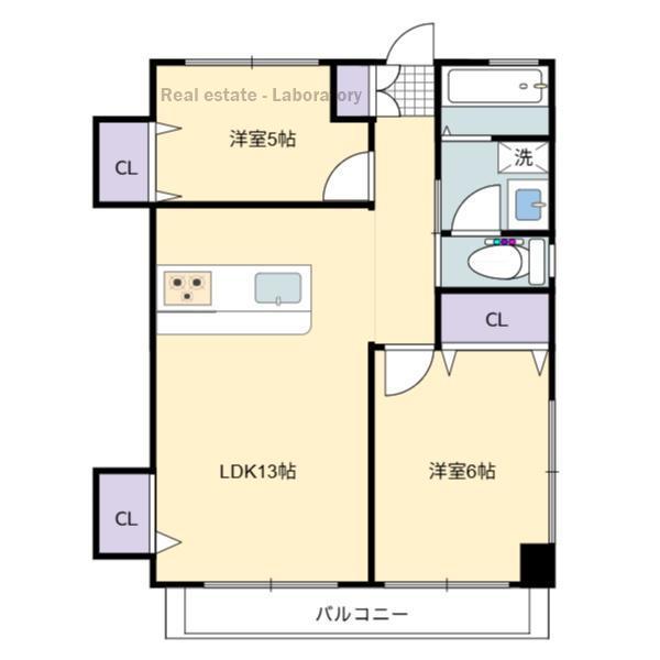 中村消防ビル(2LDK/4階)の間取り写真