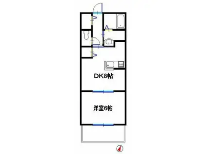 サウスキャッスル(1DK/1階)の間取り写真