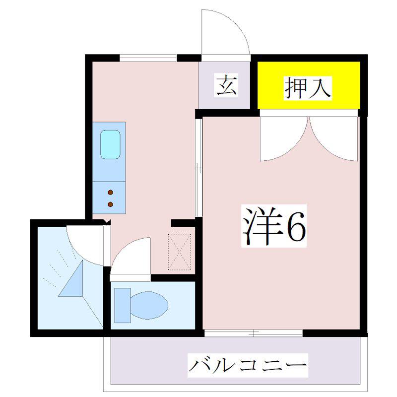 サンシャイン郡元(1K/2階)の間取り写真