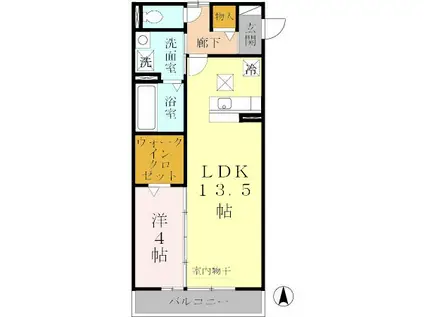 イーストライン(1LDK/2階)の間取り写真