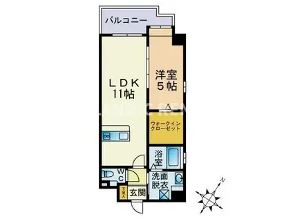 サンパーク板付(1LDK/4階)の間取り写真