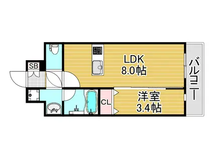 エスリードレジデンス大阪福島シティスクエア(1LDK/10階)の間取り写真