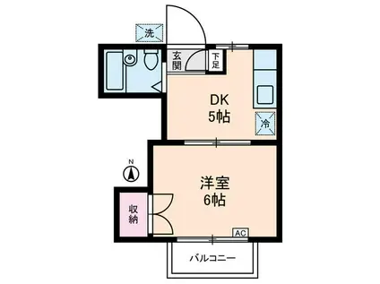 コスモ・ポーリー(1DK/2階)の間取り写真