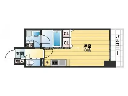 アーバネックス北浜(ワンルーム/2階)の間取り写真