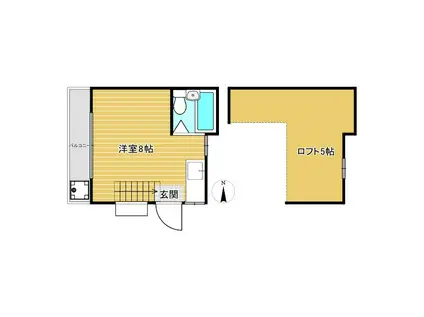 リバストンコーポA棟(ワンルーム/1階)の間取り写真