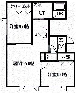 グランピアKAGURA610(2LDK/1階)の間取り写真