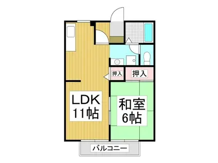 サンヴィレッジヤマホ B棟(1LDK/2階)の間取り写真