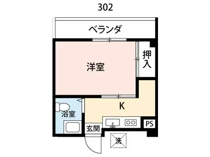 コーポタマ(1K/3階)の間取り写真