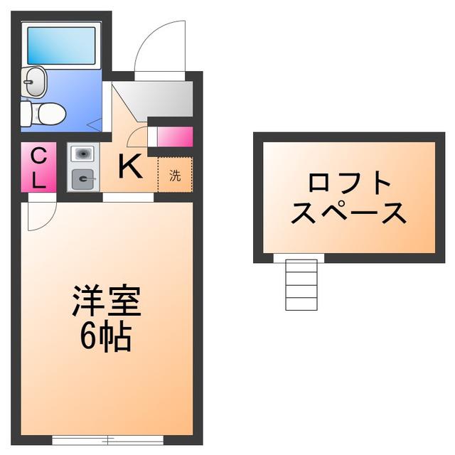 ヒルズ額原II(1K/2階)の間取り写真