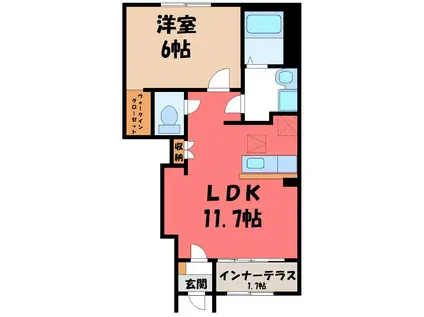 ディアコート 葵(1LDK/1階)の間取り写真