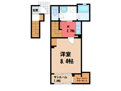 ヒカルサ熊谷石原サウス(1K/2階)の間取り写真