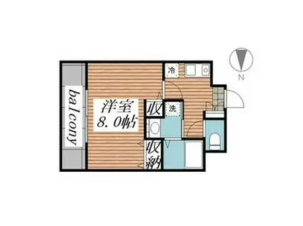 アブニール小田原(1K/3階)の間取り写真