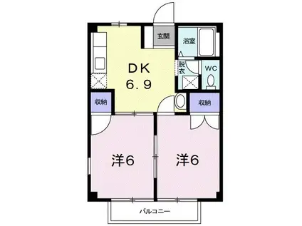 アークヒルズK(2DK/2階)の間取り写真