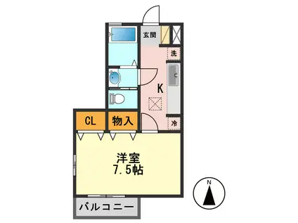 グラン セーヌII(1K/1階)の間取り写真