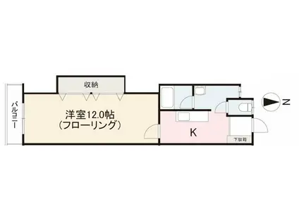 第八双葉荘(1K/3階)の間取り写真