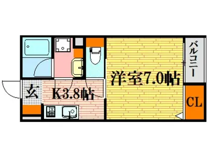 ソレイユ本地 月(1K/1階)の間取り写真