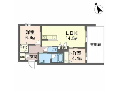 シャーメゾンサクラスクエア本郷(2LDK/1階)の間取り写真
