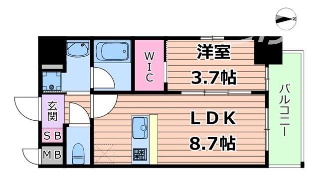 ORSUS大阪福島旧リヴェント福島(1LDK/12階)の間取り写真