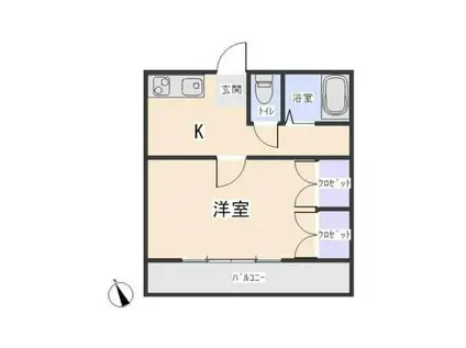 名鉄名古屋本線 東岡崎駅 徒歩3分 4階建 築20年(1K/3階)の間取り写真
