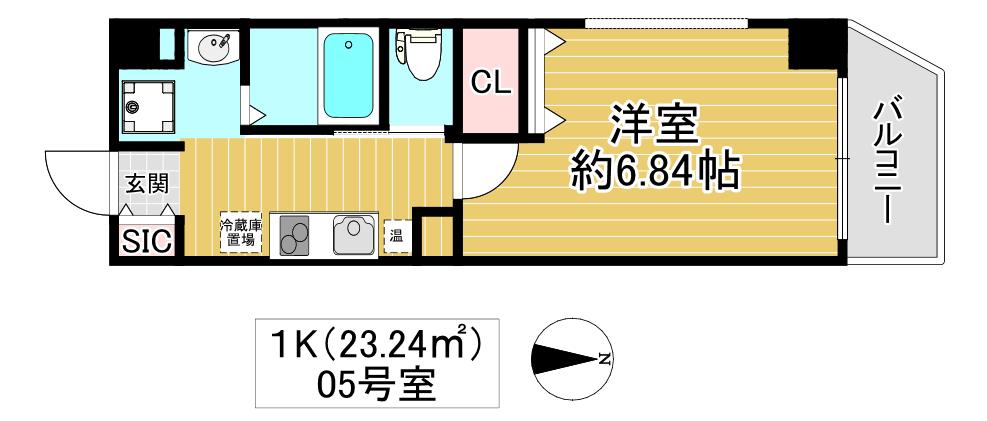 みおつくし高井田(1K/6階)の間取り写真