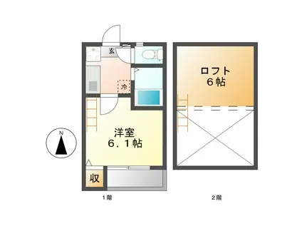 シュノンソー名古屋(1K/2階)の間取り写真