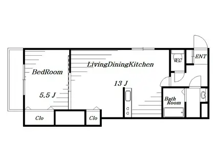 VICTORIA(1LDK/1階)の間取り写真