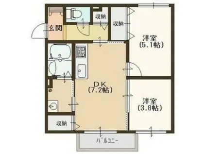 フィカーサ(2DK/2階)の間取り写真
