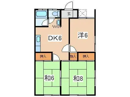 ピアコート城ヶ崎(3DK/2階)の間取り写真