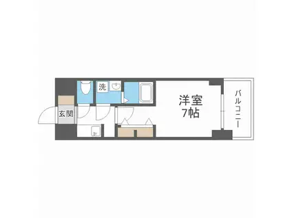 S-RESIDENCE難波大国町DEUX(1K/2階)の間取り写真