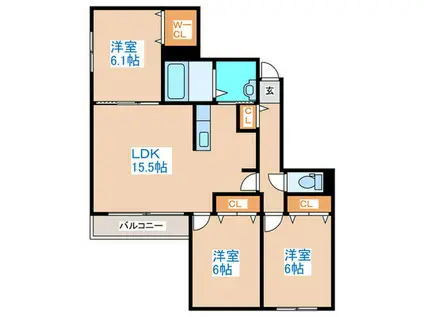 セントポーリアシュシュ(3LDK/4階)の間取り写真