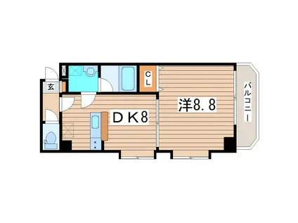 フローラル柏木70(1DK/3階)の間取り写真