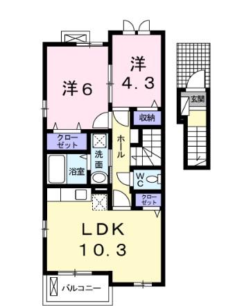 シトラスII(2LDK/2階)の間取り写真