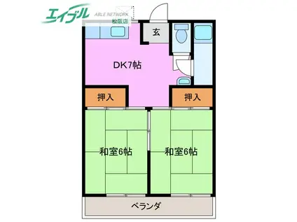 ルナスピカ(2DK/2階)の間取り写真
