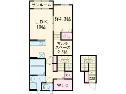 BELLE LEAD小針(1LDK/2階)の間取り写真