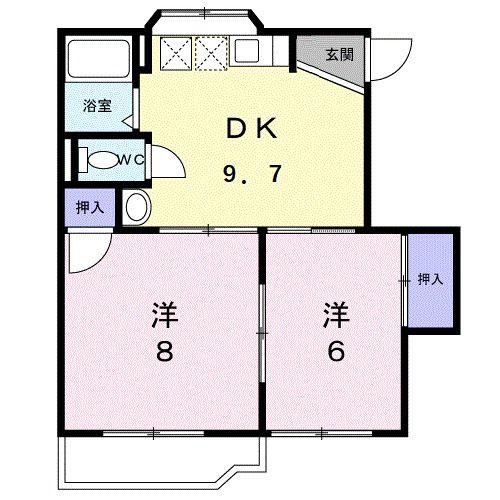 グリーンハイツA(2DK/2階)の間取り写真