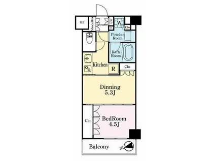 デュオステージ武蔵小金井(1DK/4階)の間取り写真