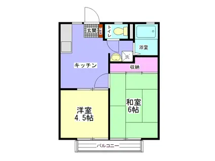 サンガーデン下溝B(2DK/2階)の間取り写真