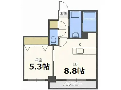 サンライトシティ豊平(1LDK/5階)の間取り写真