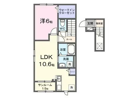 フリージア(1LDK/2階)の間取り写真