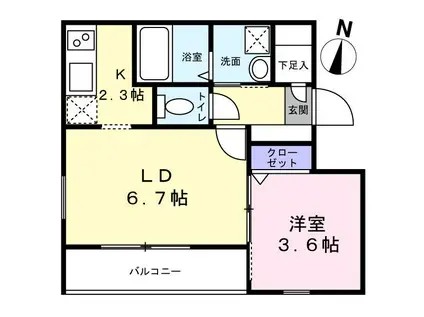 フォルクスハイム(1DK/1階)の間取り写真